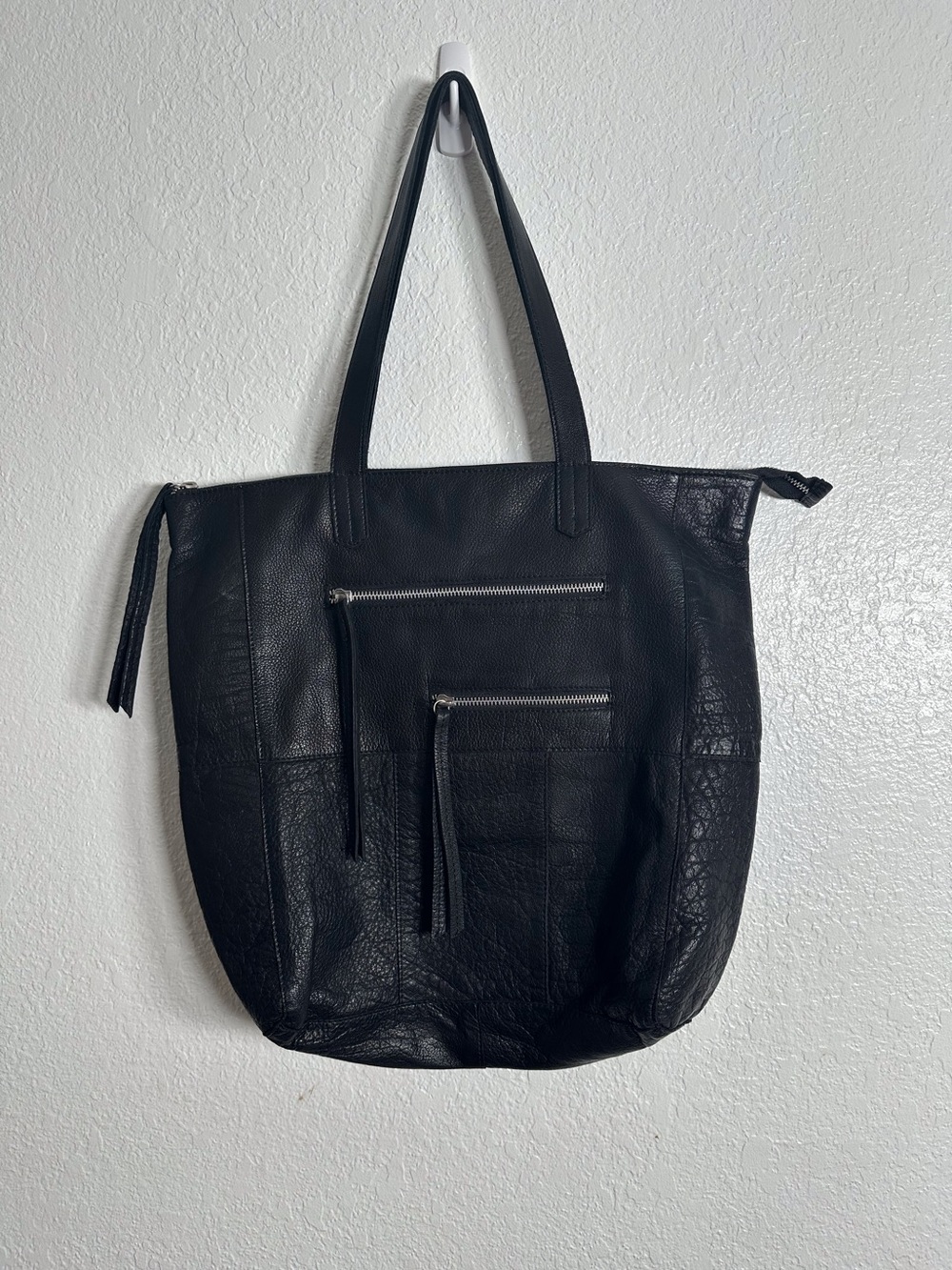 Day & Mood~ Anthropologie Black Pebble Leather Heather Tote - Picture 1 of 9